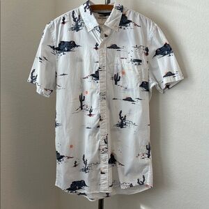 GoodThreads Poplin Standard Fit Short Sleeve EUC Quirky 100% cotton sz M/T